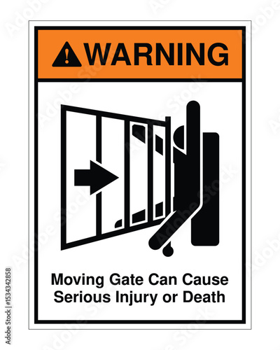 Moving Gate Warning Sign – Automatic Gate Hazard Notice, Injury Risk Alert, Safety Precaution, Workplace Security, Access Control Danger