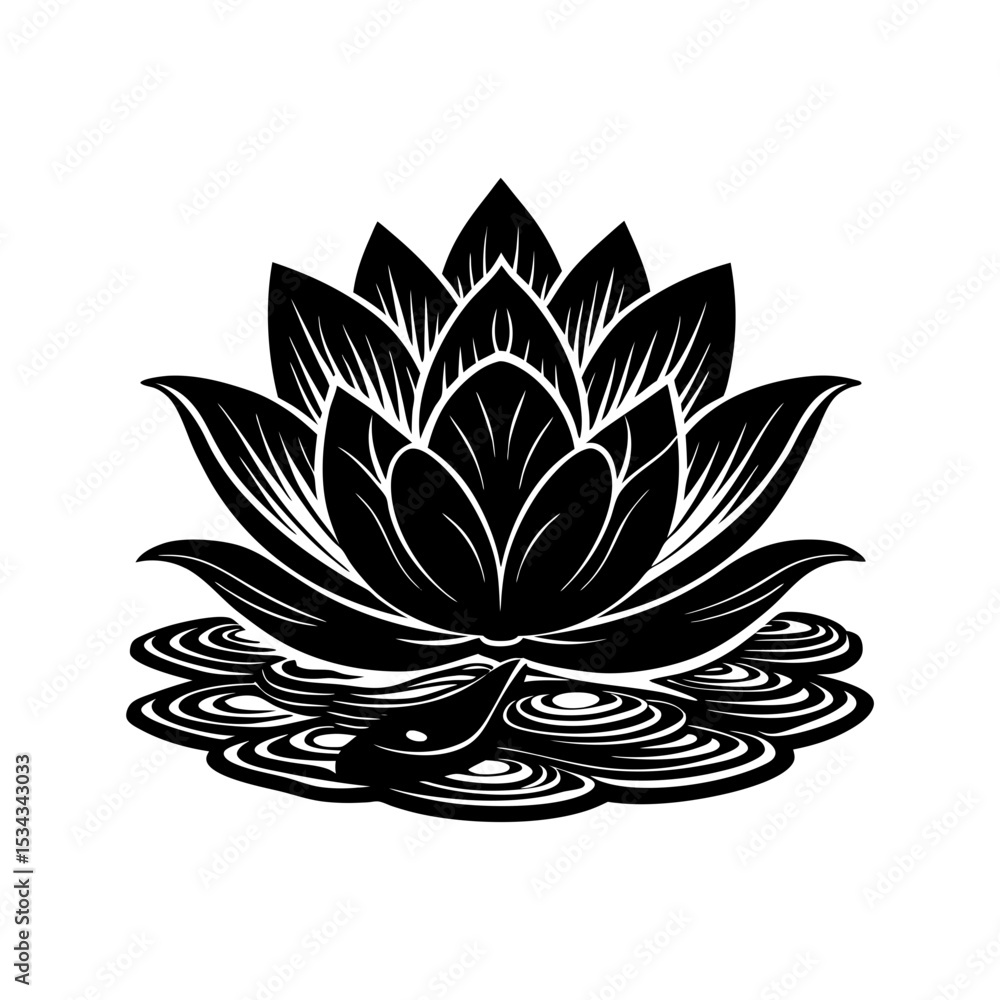 Fototapeta premium lotus blooming vector art silhouette