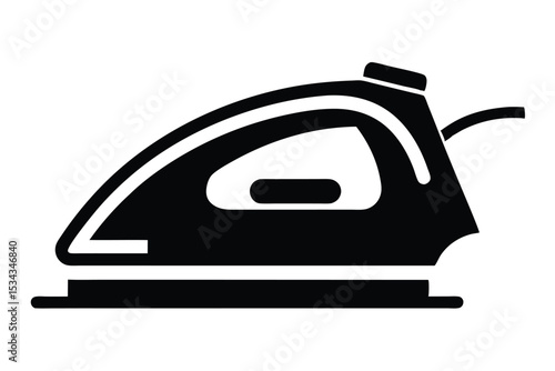 Black Ironing Iron Symbol on White Clean Vector Illustration for Household Appliance