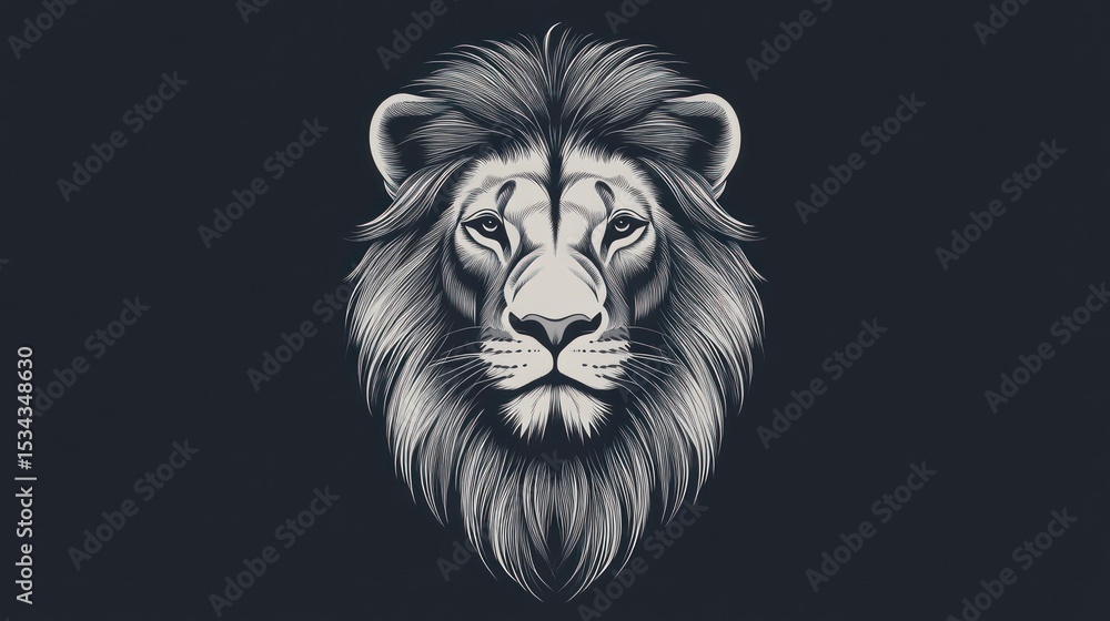 Obraz premium Close-up lion portrait, monochrome style