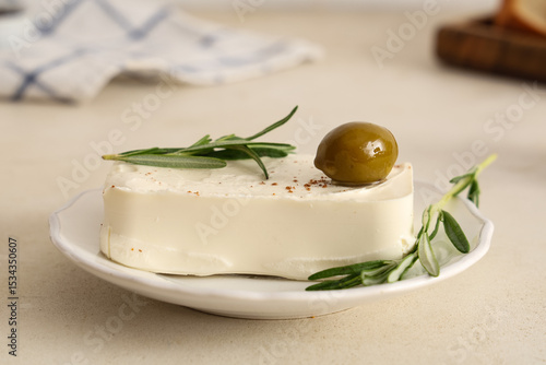 Plate with tasty feta chees...