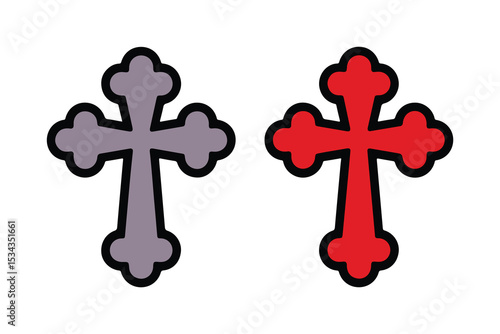Ornate Christian Cross Vector Icons - Religious Symbol Set