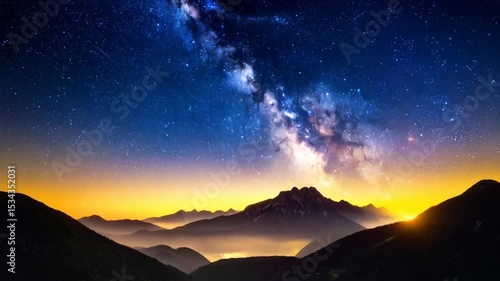 Wallpaper Mural Spectacular milky way shines above mountain range landscape at dusk creating ethereal panoramic vista, a scenic view filled with dreamy cosmos Torontodigital.ca
