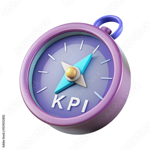 3d render of kpi compass icon isolated on transparent background