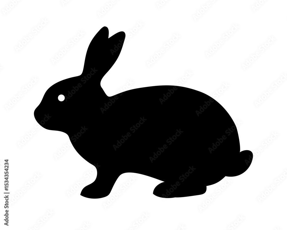 Obraz premium Rabbit Side Silhouette Vector - Minimalist Black Bunny Profile for Pet Logos, Easter Decor & Wildlife Illustrations
