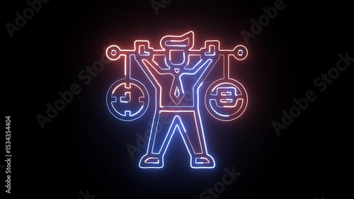 Wallpaper Mural glowing neon work life icon isolated on black background, hd motion graphic animation Torontodigital.ca