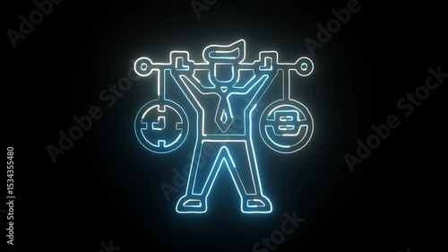 Wallpaper Mural glowing neon work life icon isolated on black background, hd motion graphic animation Torontodigital.ca