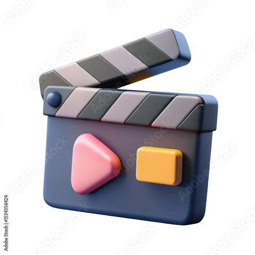 Obraz na płótnie 3d render clapperboard movie icon isolated on transparent background