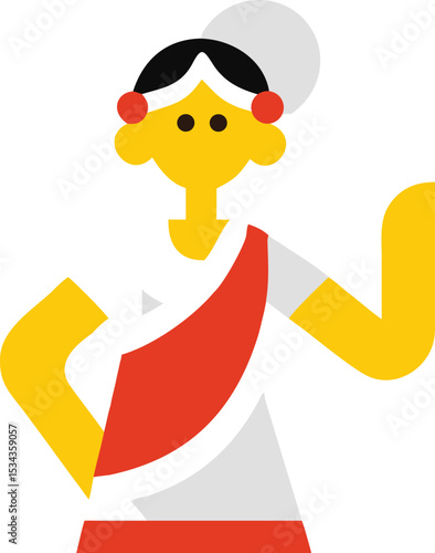 A vibrant, stylized illustration of a woman wearing traditional Sri Lankan clothing.