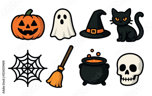 Halloween icons set – flat, spooky and festive designs for seasonal fun