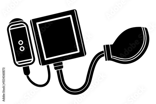Blood pressure monitor and arm cuff vector silhouette 