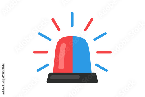 A template featuring a police car siren with alternating red and blue lights on a transparent background