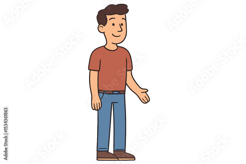 A cartoon man dressed casually for animated productions