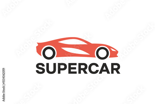 Conceptual super car logo featuring a silhouette icon of a sports vehicle in a modern design