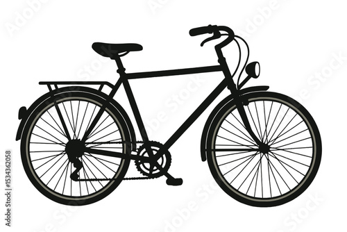 The silhouette of a classic men's town and road bike is showcased in a detailed vector illustration