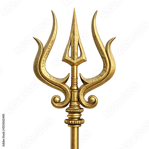 Ornate golden trishul a detailed 3d render of lord shiva s trident