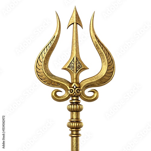 Ornate golden trishul a detailed 3d render of lord shiva s trident