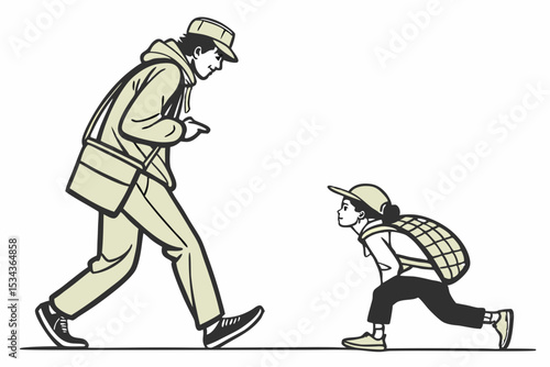  Adult and Child Interaction: Guiding or Assisting Moment Illustration