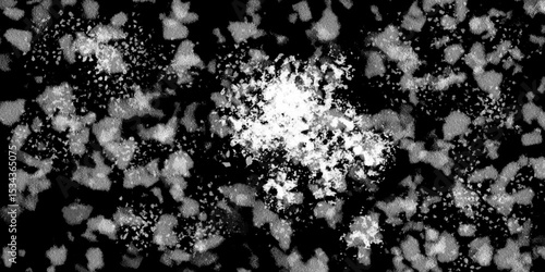Snowflakes on dark background. white icy snowflakes isolated on black background, natural background. white crystalline powder on a black background. sugar dust. texture, pattern and clipping.