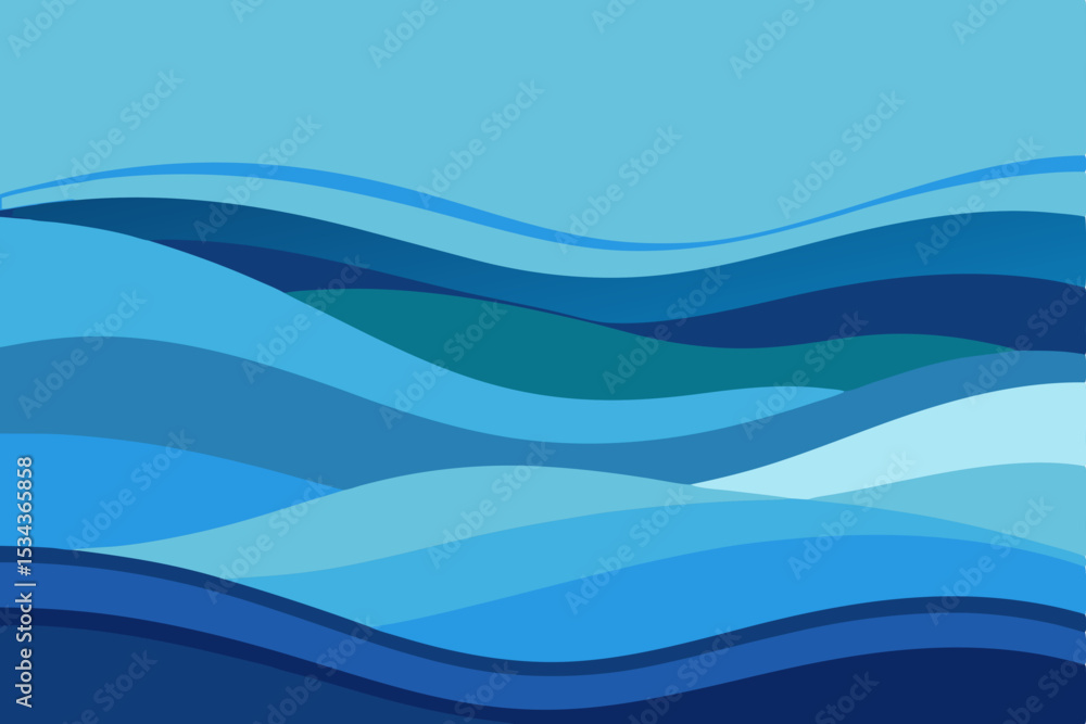 Fototapeta premium Abstract blue wave designs flow across a light background, perfect for web and banner illustrations