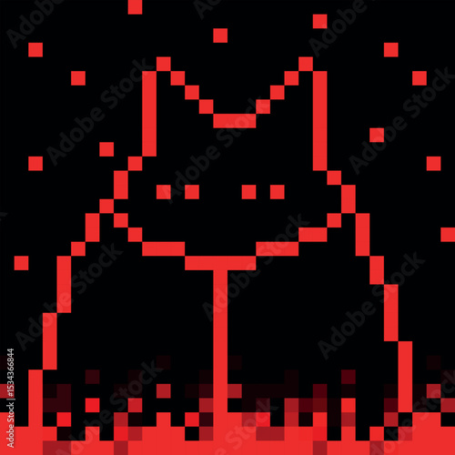 Fotografie Pixel red hellcat avatar. Red pixel art. Pixel 32x32 avatar