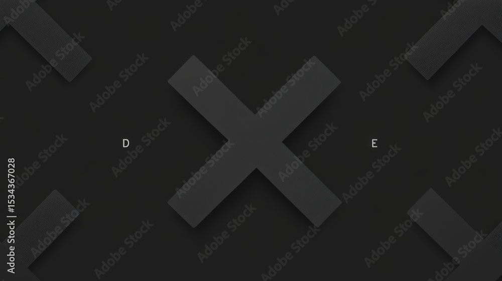Obraz premium Dark, geometric pattern with repeating X shapes and shadows.