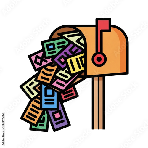 Mailbox stuffed with ads, symbolizing spam or unwanted mail.