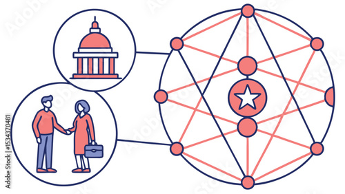 Interconnected Vector Art of DAO Voting Structure  