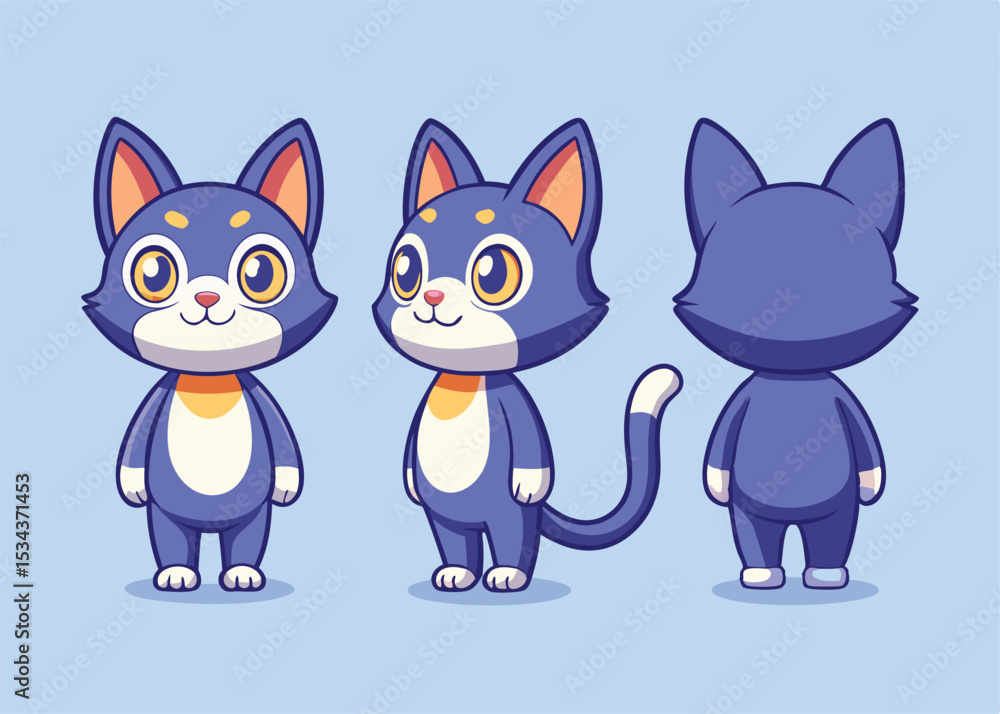 Obraz premium Cat Character Turnaround Model Sheet