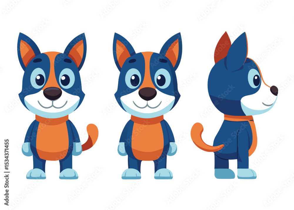 Fototapeta premium Dog Character Turnaround Model Sheet