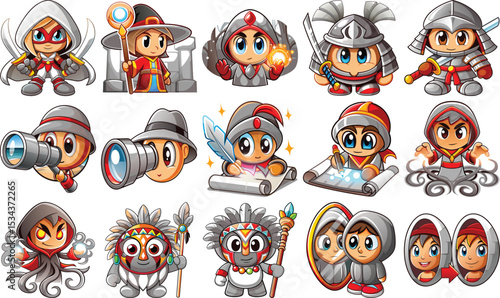Wallpaper Mural Adorable Cartoon Characters Set: Diverse Fantasy and Game Avatars Collection Torontodigital.ca