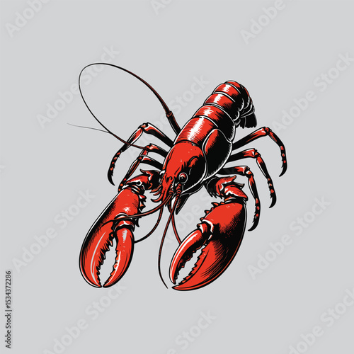 Red lobster illustration seafood claws design