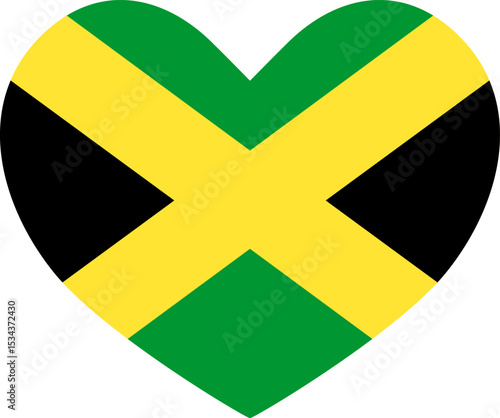 Jamaica heart shaped icon flag illustrator national