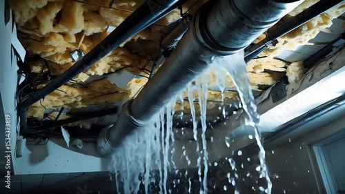 Leaking Pipes Ceiling Water Damage Insulation Flood Repair Indoor Plumbing Issue