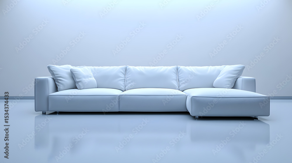 Fototapeta premium Modern White Leather Sofa in a Minimalist Room