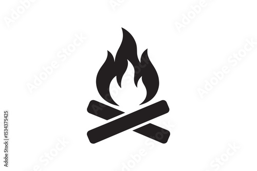 bonfire icon silhouette vector art illustration on white background