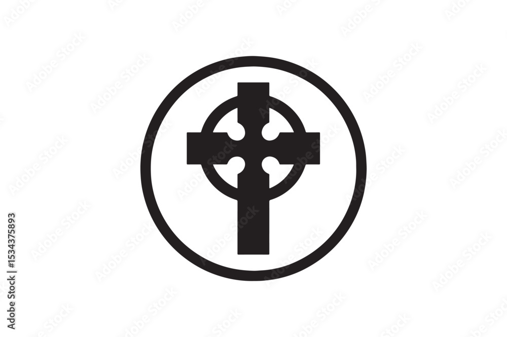Obraz premium Gaelic cross icon silhouette vector art illustration on white background