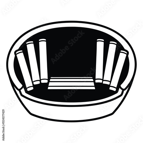minimalistic black silhouette line-art illustration of an ashtray filled with several cigarette butts
