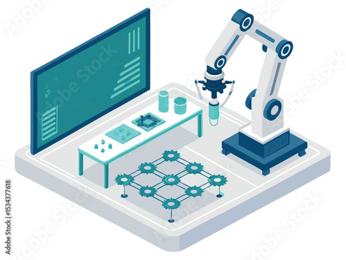 Teal and Blue Vector Art of Holographic Protein Structures  