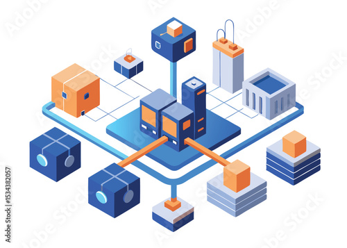 Clean Vector Illustration of Sensor-to-AI Data Integration  