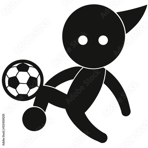 Football player kicking the ball silhuette