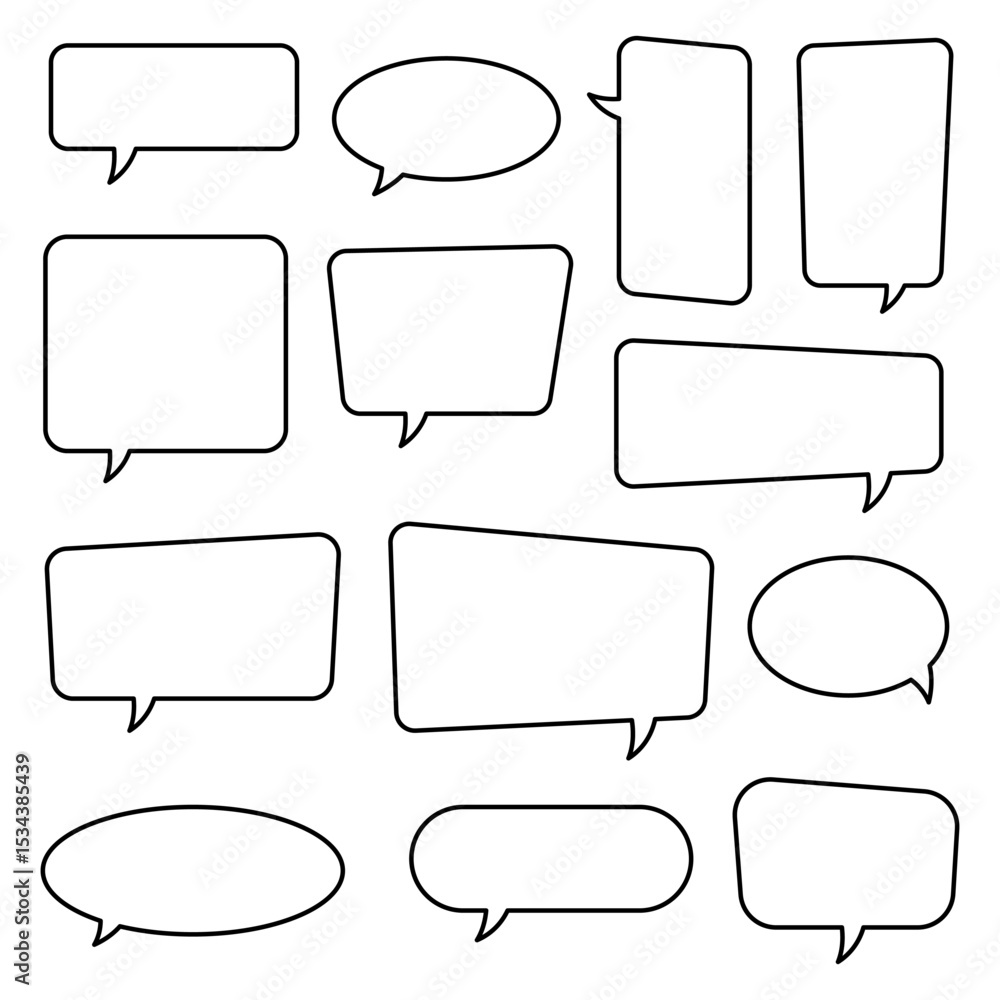 Fototapeta premium Set of line speech bubble, ounline speech balloon, chat bubble.