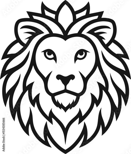 asiatic lion head outline or line art vector icon illustration on transparent background wildlife, king, jungle, mascot
