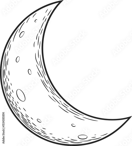 realistic moon, half moon outline vector icon on transparent background illustration design for night, science, astronomy, star, moonlight, sphere, graphic, nature, planet, cosmos, satellite, round