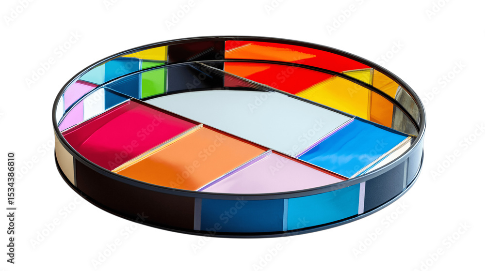 Fototapeta premium A colorful mirror tray, white background --ar 16:9