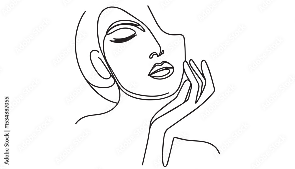 Continuous one single minimal line drawing woman face Continuous one single minimal line drawing woman face