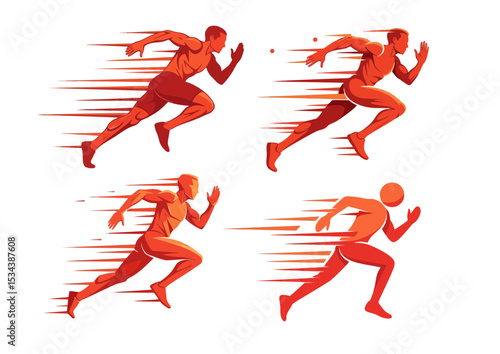 Running figure illustration in mid-motion with speed lines, symbolizing energy and dynamism
