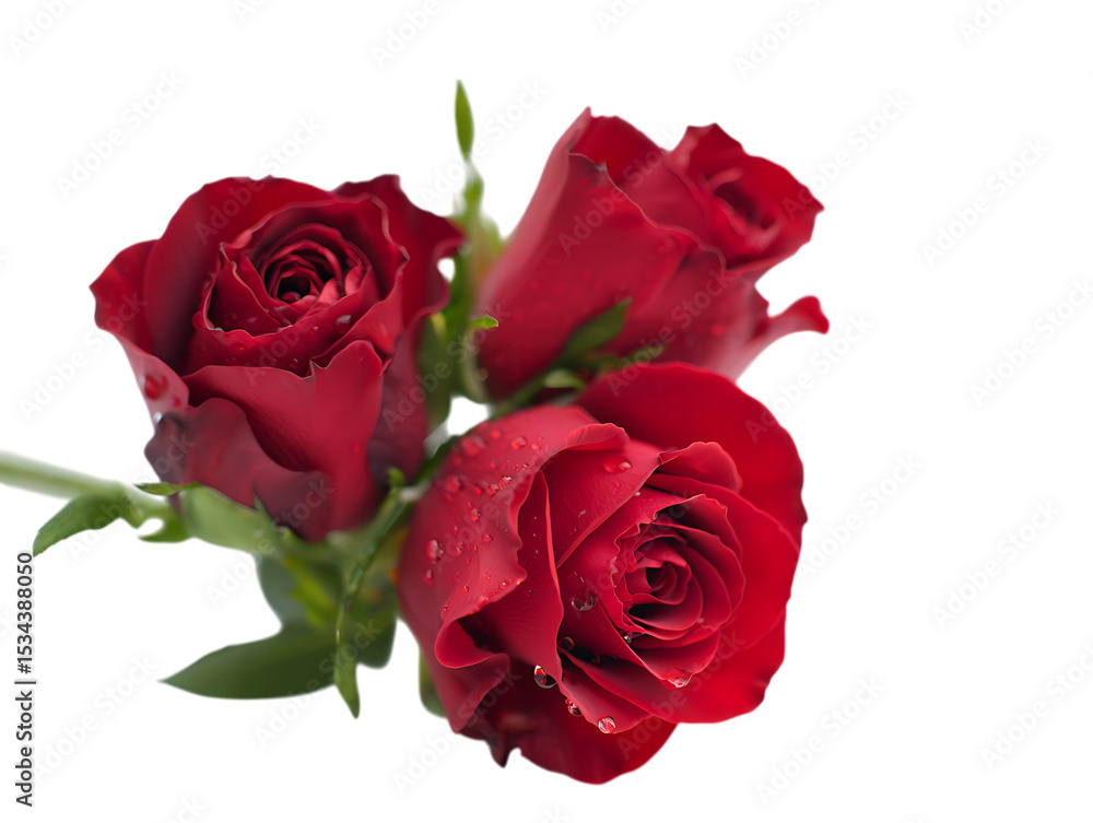 Fototapeta premium Three Stunning Red Roses A Symbol of Love and Passion