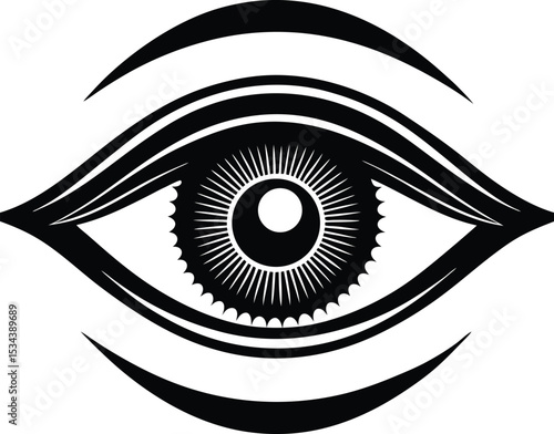Eye design vector illustration, black and white graphic, all seeing eye, mystical symbol, art print 100x100