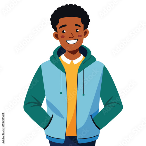 An African American man in a lightweight windbreaker, ready for outdoor activities.